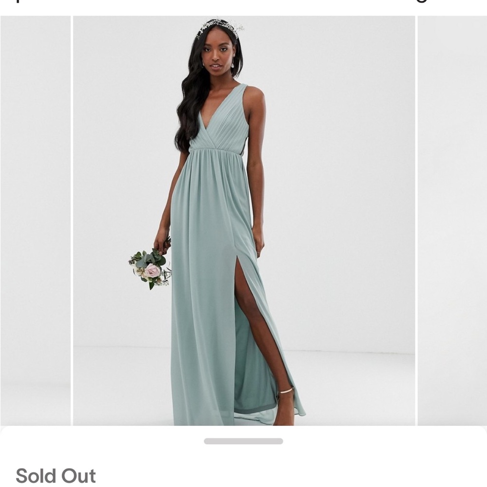 TFNC Dusty Sage Maxi Dress with back detail